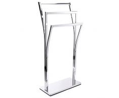 MSV Handtuchständer Handtuchhalter (LxBxH): ca. 42 x 19 x 2,5 cm aus verchromten Metall in Edelstahl Optik mit 3 Handtuchstangen