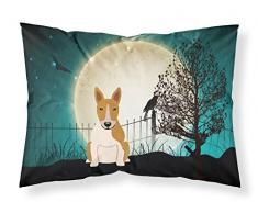 Carolines Treasures Halloween Scary Bull Terrier Red White Fabric Standard Pillowcase BB2325PILLOWCASE