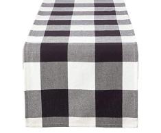 fennco Styles Buffalo Check Karomuster Baumwolle Daunen gefüllt Überwurf Kissen, baumwolle, schwarz, 16x72 Table Runner
