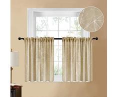 YOKISTG Vorhänge aus Leinen, mit Tasche Bedruckt, geometrische Muster, für Schlafzimmer, Wohnzimmer, Fenster, 2 Paneele 25 x 24 Khaki