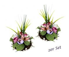 Blüten/Schmetterling im Reisig Nest, Künstliche Blüten, Kunstpflanze, Künstliche Unechte Blumen, Kunstblumen, Frühjahrsdeko, Künstliche Pflanze, Frühjahr, Ostern, Osterdeko, Tischdeko, 2er Set