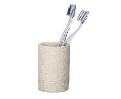 Wenko 23296100 Peanut Beige Zahnputzbecher-/ Zahnbürstenhalter, für Zahnbürste und Zahnpasta, 7 x 10,5 x 7 cm, Beige