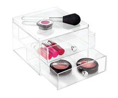 iDesign Drawers Make-Up-Organizer | hochwertige Aufbewahrungsbox für Schminke, Kosmetika & Co. | Schubladenbox mit 2 Schubladen | Kunststoff transparent