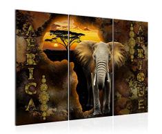 Bilder Afrika Wandbild 120 x 80 cm Vlies - Leinwand Bild XXL Format Wandbilder Wohnzimmer Wohnung Deko Kunstdrucke Braun 3 Teilig - MADE IN GERMANY - Fertig zum Aufhängen 022631b