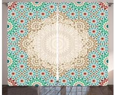 Marokkanische Vorhänge Decor von ambesonne, Ottomane Mosaik-Kunst Muster mit Oriental Floral Formen Antik Scroll Keramik Boho Print, Wohnzimmer Schlafzimmer Fenster Drapes 2 Panel Set, 108 W x 84L Zoll, Multi