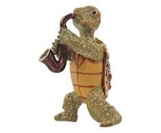 Keren Kopal T947 Schildkröte Spielen die Saxophon Fabergé gestylt Schmuckkästchen