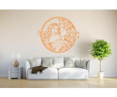 INDIGOS Wandtattoo/Wandsticker-d107 Sexy Frau mit Blumen und Pflanzen, Vinyl, orange, 40 x 33 x 1 cm