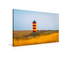 Premium Textil-Leinwand 90 x 60 cm Quer-Format Leuchtturm in Pilsum Ostfriesland | Wandbild, HD-Bild auf Keilrahmen, Fertigbild auf hochwertigem Vlies, Leinwanddruck von Rainer Ganske Fotografie
