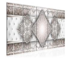 Bilder Abstrakt Mandala Wandbild 150 x 60 cm Vlies - Leinwand Bild XXL Format Wandbilder Wohnzimmer Wohnung Deko Kunstdrucke Braun 5 Teilig - MADE IN GERMANY - Fertig zum Aufhängen 023556b