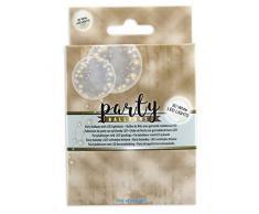 ootb Party-Folienballon, ca. 45 cm (aufgeblasen) mit Lichterkette, ca. 3m & 30 weiße LED für 3 Mignon Batterien (AA) zum Befüllen mit Helium in Verpackung mit Header Karte, 24 Stück pro Displaybox