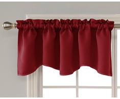 deconovo Solid Farbe Rod Pocket Verdunklungsvorhänge kurz Vorhänge gewelltem Querbehang, Polyester-Mischgewebe, Blutrot, 42x18 Inch