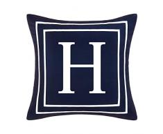 BLEUM CADE Blauer Kissenbezug mit englischem Alphabet Sofas, Bett, Stuhl, Auto 18 x 18 Dunkelblau H