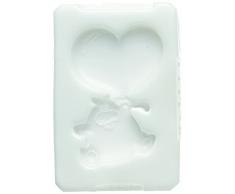 silikomart Silikonform für Tortendekoration 71.353.00.0096, Zucker slk253 Schwein und Herz Silikon Weiß