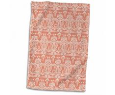 3dRose Stunning Art Nouveau Flower Pattern Handtücher, pfirsich/weiß, 15 x 22
