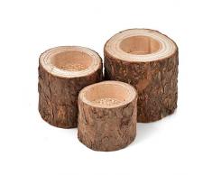 Hagao Teelichthalter, personalisierbarer Holz-Kerzenhalter, Naturholz-Kerzenhalter für rustikale Hochzeit, Party, Geburtstag, Urlaub, Dekoration, 3er-Set (50 mm, 60 mm, 70 mm)