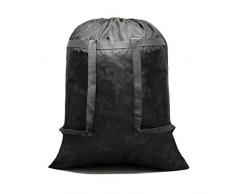 HOLYLUCK Wäschesack, groß, 66 x 86 cm, stabiles, reißfestes Polyester-Material mit Kordelzug, ideal maschinenwaschbar, für Wohnheim und Wohnungsbewohner Schwarz-Camo