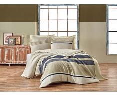 Eponj Home Bettwäsche-Set für Doppelbett 200 x 220 cm Beige Blu Marrone