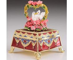 Keren Kopal Schmuckschatulle mit Rosen und Zwei weißen Tauben als Valentinstagsgeschenk