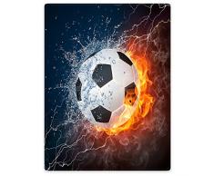HommomH Kuscheldecke kuschelig weich Warmer Überwurf einseitig Fußball Flame Fire 60 x 80 grau