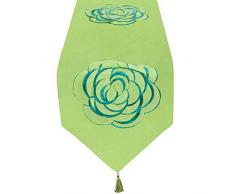 LYENSKIL Handgenähter Tischläufer und Kommode Schal mit Quasten, hochwertiger Jacquard-Tischläufer für Esstisch Tee-Couchtisch 16x87 inch Table Runner