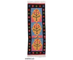 NOVICA 115677 Läufer aus Wolle in gelber Iris, 5,1 x 25,4 cm, 5,1 x 25,4 cm