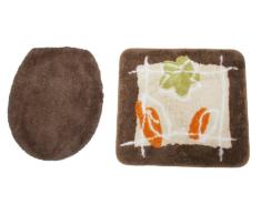 Kinzler J-10254/17 Badematten-Set für Hänge WC (ohne Ausschnitt), Deckelbezug 47 x 51 und 50 x 55 cm, flusenfreie Mikrofaser, Design Meike, 2-teilig