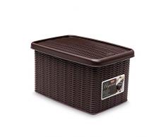 Stefanplast 30031 Mehrzweck-Behälter, Aufbewahren, In Rattanoptik aus Kunststoff, 19 x 29 x 16 cm
