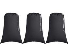 Bedding Craft Wäschesäcke aus strapazierfähiger Baumwolle, Wäschesack mit Kordelzug, leicht zu tragen, waschbarer Wäschesack, Weihnachtsmannbeutel, Wäschesack, Wäschesack, Wäschesäcke, 24 x 36 cm, Dunkelgrau