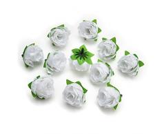 Fake flower heads Künstliche Blumenköpfe in Großhandel zum Basteln, Kunstseide, Pfingstrose, Blumenköpfe für Hochzeit, Party, Dekoration, DIY Braut, Bouquet, billige Mini-Blume, 4 cm, 30 Stück weiß