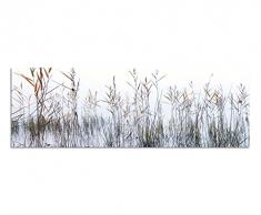 Panoramabild auf Leinwand und Keilrahmen 150x50cm See Wasser Seegras Nebel Dunst