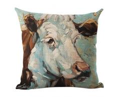 JUNMAO Kissenbezug, süßes Schweinchen, Kuh, gemalt, 45,7 x 45,7 cm, weicher Baumwoll-Leinen, dekorative quadratische Kissenbezüge für Zuhause, für Auto, Sofa, Schlafzimmer 18x18 B