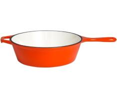 PaellaWorld 9740 Brat- und Schmorpfanne aus Gusseisen, ø 25.5 cm, orange/weiß emailliert
