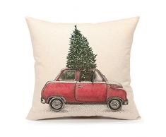 4TH Emotion Weihnachtsbaum und rot Auto Überwurf Kissen Cover Home Deko Kissen Fall 45,7 x 45,7 cm Baumwolle Leinen für Sofa (Vintage Truck)
