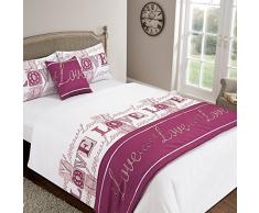 Love You Bettdecke Set Bett in einer Tasche Kissen Bezug Runner Spannbetttuch, Polyester, himbeere, 135 x 1 x 200 cm