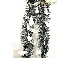 ShinyBeauty Folie Lametta Girlande 8,6 cm X6.5 Füße, glänzend Weihnachtsbaum Oder Urlaub Dekoration – tg002 6.5FT Black & Ghost