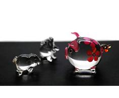 ChangThai Design 3 Stück rosa Schwein Ballon Blume Handschüssel Glas Puppenhaus Miniatur-Dekoration