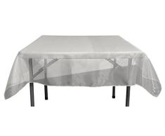 La Leinen Sheer Spiegel Organza Tischdecke, quadratisch, Polyester, weiß, 132 x 132 x 0.022 cm