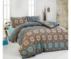 Eponj Home Bettwäsche-Set für Einzelbett 135 x 200 cm Brown Beige Blue Dark Blue