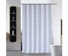 S · lattye Badezimmer Dusche Vorhang Liner Waterproof Stoff Schimmelfest waschbar Polyester (Hotel Qualität Umweltfreundlich Sheer Damast Streifen) mit Heavy Duty weiß Kunststoff Haken 72 x 72 Gray Waffle