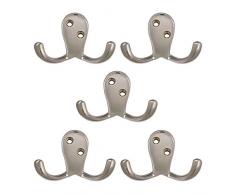 Design House Doppelhaken Wandmontage für Garderobe Bad Küche 5er-Pack Satin/Nickelfarben