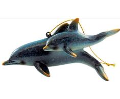 Westmon Works Christbaumschmuck Delphin und Kalb, realistisch, 10,2 cm lang