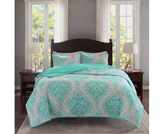 Comfort Spaces Coco Steppdecke, Tagesdecke Twin/Twin XL Blaugrün - Grau