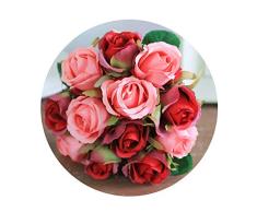 Künstliche Blume artfen Simulation Rose Fake Blumen Rose Seide Blume Hand auf Bouquet für Home Hotel Büro Hochzeit Party Garten Craft Art Decor 25,4 cm rot