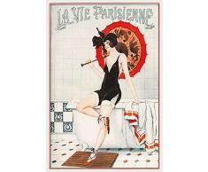 Schatzmix La Vie Parisienne (Frau auf Badewanne) Metallschild 20x30 Wanddeko Blechschild, Blech, Mehrfarbig, 20x30 cm