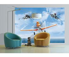 AG Design FTDs1927 Disney Planes, Papier Fototapete Kinderzimmer - 255x180 cm - 2 teile, Papier, multicolor, 0,1 x 255 x 180 cm