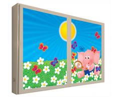 CCRETROILUMINADOS Kretroiluminado Elefant Rosa Fenster Falsas Kinder Bilder Dekoration Beleuchtet Methacrylat, Weiß, 60 x 80