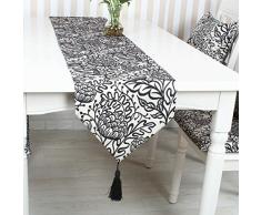 NikiCains Kommode Schals und Läufer für Schlafzimmer, Strukturierte Bestickt Muster, Tischläufer Home Dekoration Zubehör 13*72 Schwarz