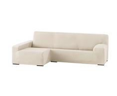 Eysa elastisch sofa überwurf chaise longue links, frontalsicht, Polyester-Baumwolle, 00-ecru, 90 x 240 - 280 x 155 cm