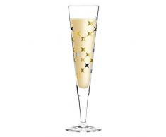 RITZENHOFF Champus Champagnerglas von EsserDesign (Sparkle), aus Kristallglas, 200 ml, mit edlen Gold- und Platinanteilen, inkl. Stoffserviette