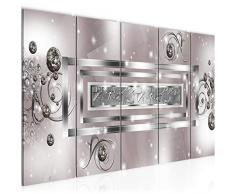 Bilder Abstrakt Wandbild 200 x 80 cm Vlies - Leinwand Bild XXL Format Wandbilder Wohnzimmer Wohnung Deko Kunstdrucke Rosa Grau 5 Teilig - MADE IN GERMANY - Fertig zum Aufhängen 103855a